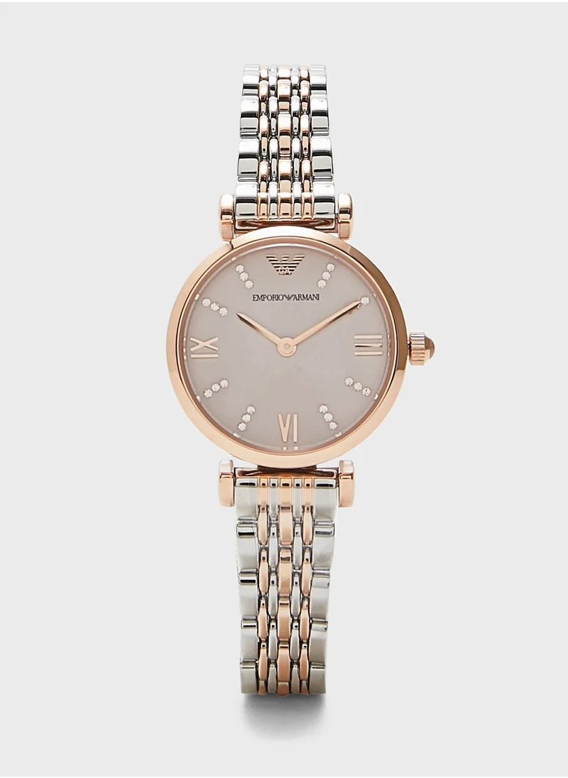 Emporio Armani Women’s Gray Dial Dress Watch – Analog, Round Face